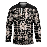 Aloha Hawaii Shell Quilt Hockey Jersey Seamless Style LT14 Unisex Black - Polynesian Pride