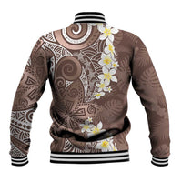 Mocha Mousse Polynesian Tribal Frangipani Tropical Vibe Baseball Jacket