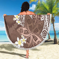 Mocha Mousse Polynesian Tribal Frangipani Tropical Vibe Beach Blanket