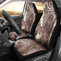 Mocha Mousse Polynesian Tribal Frangipani Tropical Vibe Car Seat Cover