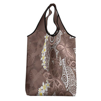Mocha Mousse Polynesian Tribal Frangipani Tropical Vibe Grocery Bag