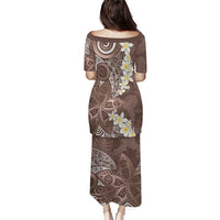 Mocha Mousse Polynesian Tribal Frangipani Tropical Vibe Puletasi