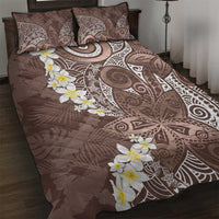Mocha Mousse Polynesian Tribal Frangipani Tropical Vibe Quilt Bed Set