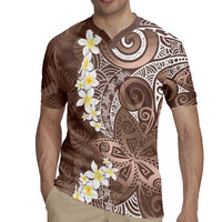Mocha Mousse Polynesian Tribal Frangipani Tropical Vibe Rugby Jersey