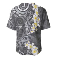 Gray Polynesian Tribal Frangipani Tropical Vibe Baseball Jersey