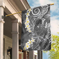 Gray Polynesian Tribal Frangipani Tropical Vibe Garden Flag