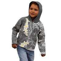 Gray Polynesian Tribal Frangipani Tropical Vibe Kid Hoodie