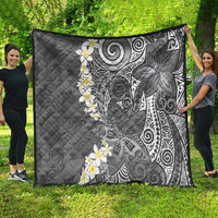 Gray Polynesian Tribal Frangipani Tropical Vibe Quilt LT14 - Polynesian Pride
