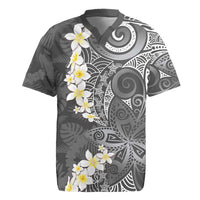 Gray Polynesian Tribal Frangipani Tropical Vibe Rugby Jersey