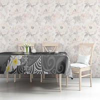 Gray Polynesian Tribal Frangipani Tropical Vibe Tablecloth