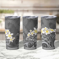 Gray Polynesian Tribal Frangipani Tropical Vibe Tumbler Cup