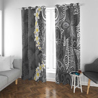 Gray Polynesian Tribal Frangipani Tropical Vibe Window Curtain