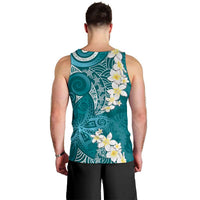 Cyan Polynesian Tribal Frangipani Tropical Vibe Men Tank Top