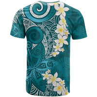 Cyan Polynesian Tribal Frangipani Tropical Vibe T Shirt