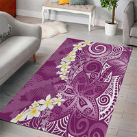 Pink Polynesian Tribal Frangipani Tropical Vibe Area Rug