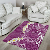 Pink Polynesian Tribal Frangipani Tropical Vibe Area Rug