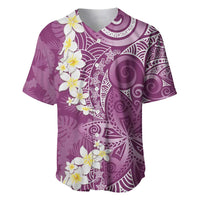 Pink Polynesian Tribal Frangipani Tropical Vibe Baseball Jersey