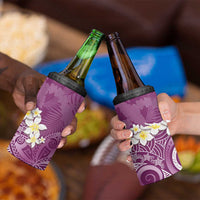 Pink Polynesian Tribal Frangipani Tropical Vibe 4 in 1 Can Cooler Tumbler