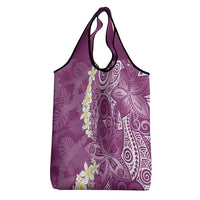 Pink Polynesian Tribal Frangipani Tropical Vibe Grocery Bag