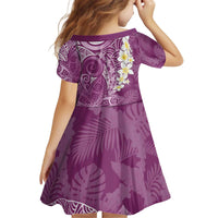 Pink Polynesian Tribal Frangipani Tropical Vibe Kid Short Sleeve Dress