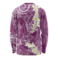 Pink Polynesian Tribal Frangipani Tropical Vibe Long Sleeve Shirt
