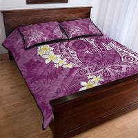 Pink Polynesian Tribal Frangipani Tropical Vibe Quilt Bed Set