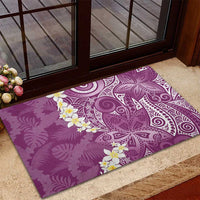 Pink Polynesian Tribal Frangipani Tropical Vibe Rubber Doormat