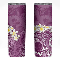 Pink Polynesian Tribal Frangipani Tropical Vibe Skinny Tumbler