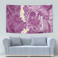 Pink Polynesian Tribal Frangipani Tropical Vibe Tapestry
