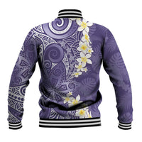 Violet Polynesian Tribal Frangipani Tropical Vibe Baseball Jacket