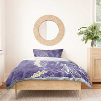 Violet Polynesian Tribal Frangipani Tropical Vibe Bedding Set