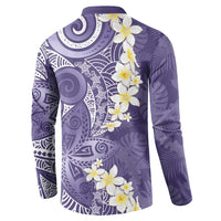 Violet Polynesian Tribal Frangipani Tropical Vibe Button Sweatshirt