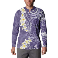 Violet Polynesian Tribal Frangipani Tropical Vibe Button Sweatshirt
