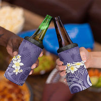 Violet Polynesian Tribal Frangipani Tropical Vibe 4 in 1 Can Cooler Tumbler
