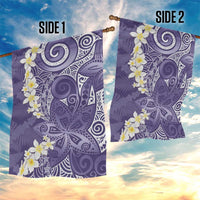 Violet Polynesian Tribal Frangipani Tropical Vibe Garden Flag