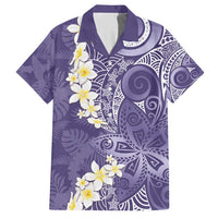 Violet Polynesian Tribal Frangipani Tropical Vibe Hawaiian Shirt
