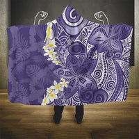 Violet Polynesian Tribal Frangipani Tropical Vibe Hooded Blanket