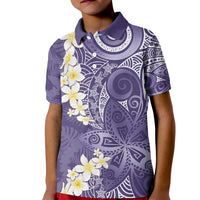 Violet Polynesian Tribal Frangipani Tropical Vibe Kid Polo Shirt