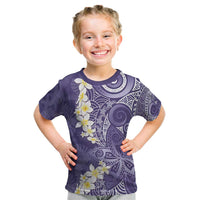 Violet Polynesian Tribal Frangipani Tropical Vibe Kid T Shirt