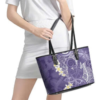 Violet Polynesian Tribal Frangipani Tropical Vibe Leather Tote Bag LT14 - Polynesian Pride