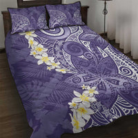 Violet Polynesian Tribal Frangipani Tropical Vibe Quilt Bed Set