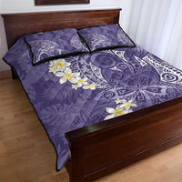 Violet Polynesian Tribal Frangipani Tropical Vibe Quilt Bed Set