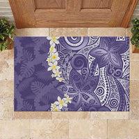 Violet Polynesian Tribal Frangipani Tropical Vibe Rubber Doormat