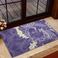 Violet Polynesian Tribal Frangipani Tropical Vibe Rubber Doormat