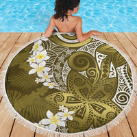 Gold Polynesian Tribal Frangipani Tropical Vibe Beach Blanket