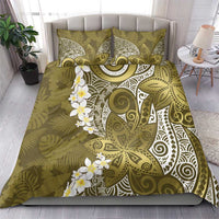Gold Polynesian Tribal Frangipani Tropical Vibe Bedding Set