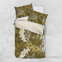 Gold Polynesian Tribal Frangipani Tropical Vibe Bedding Set
