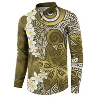 Gold Polynesian Tribal Frangipani Tropical Vibe Button Sweatshirt