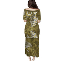 Gold Polynesian Tribal Frangipani Tropical Vibe Puletasi