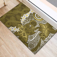 Gold Polynesian Tribal Frangipani Tropical Vibe Rubber Doormat LT14 - Polynesian Pride